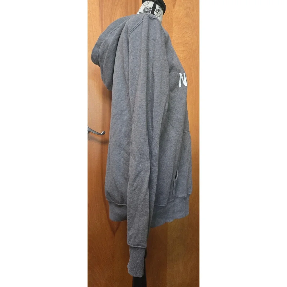 The North Face Hoodie Gray Pullover Sweatshirt Mens Small Logo Pocket Fleece
